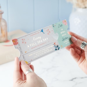 Buono regalo personalizzato per la mamma, biglietto personalizzato in lamina d'oro di lusso, sorpresa per la festa della mamma, weekend fuori, regalo per una giornata alla spa, regalo unico per la mamma
