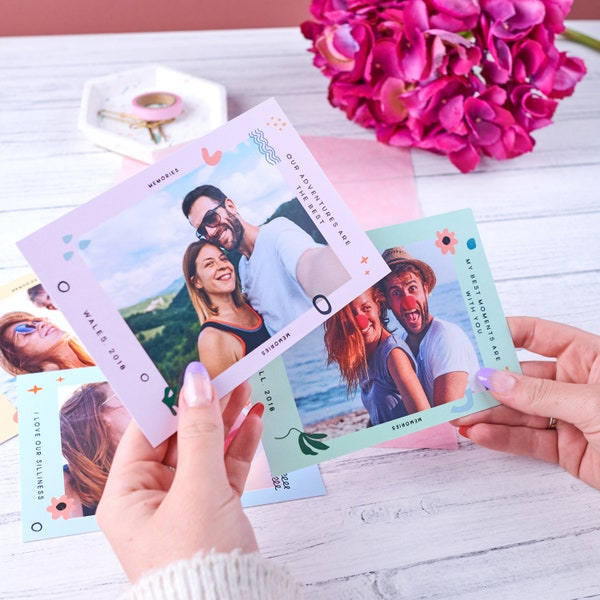 Personalised Set Of Pastel Photo Postcards