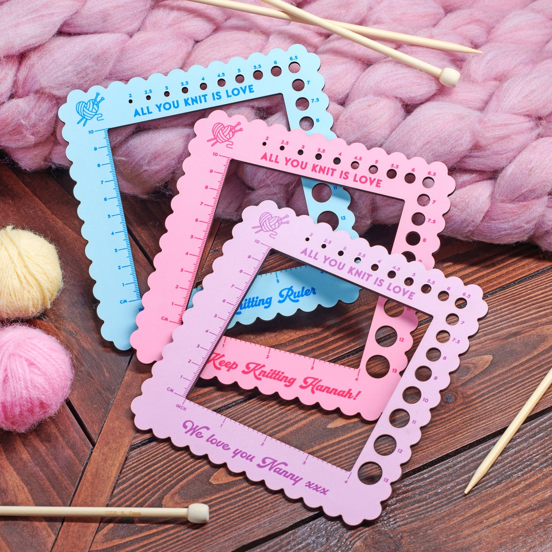 Personalised Knitters Tension and Needle Size Ruler, Knitters Tension ...