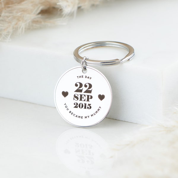 Personalised Day You Became My Mummy Keyring