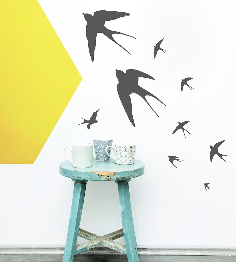 Vinyl Wall Sticker Decal Flying Swallows Set