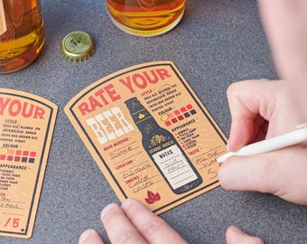 Rate Your Beer Coasters Set, Custom Beer Mats for Tasting & Review, Ideal Gift for Beer Lovers, Craft Beer Gift