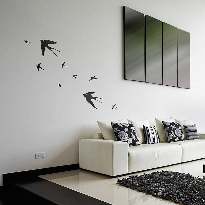 Vinyl Wall Sticker Decal Flying Swallows Set