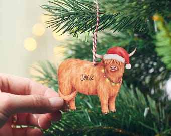 Personalised Highland Cow Christmas Decoration