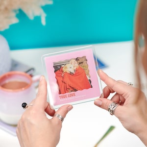 Personalised Glass Wavy Photo Coaster, Photo Keepsake Coaster, Glossy Finish - High-Quality Printing, Trendy Glass Coaster