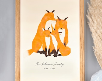 Personalised Fox Family Print