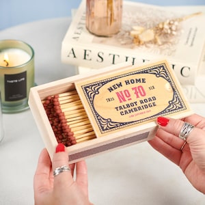 Scatola di fiammiferi in legno personalizzata per la nuova casa