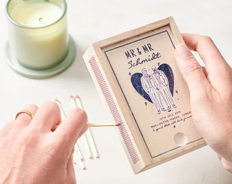 Personalised Wedding Details Wooden Matchbox