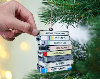 Personalised Retro Music Favourite Songs Tape Christmas Decoration
