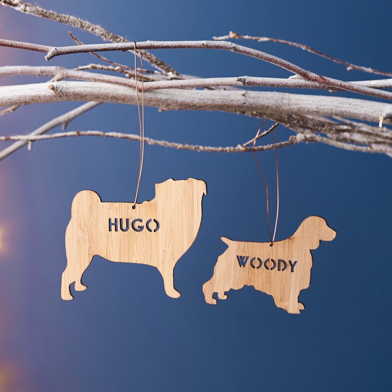 Personalised Bamboo Pet Christmas Decoration image 1