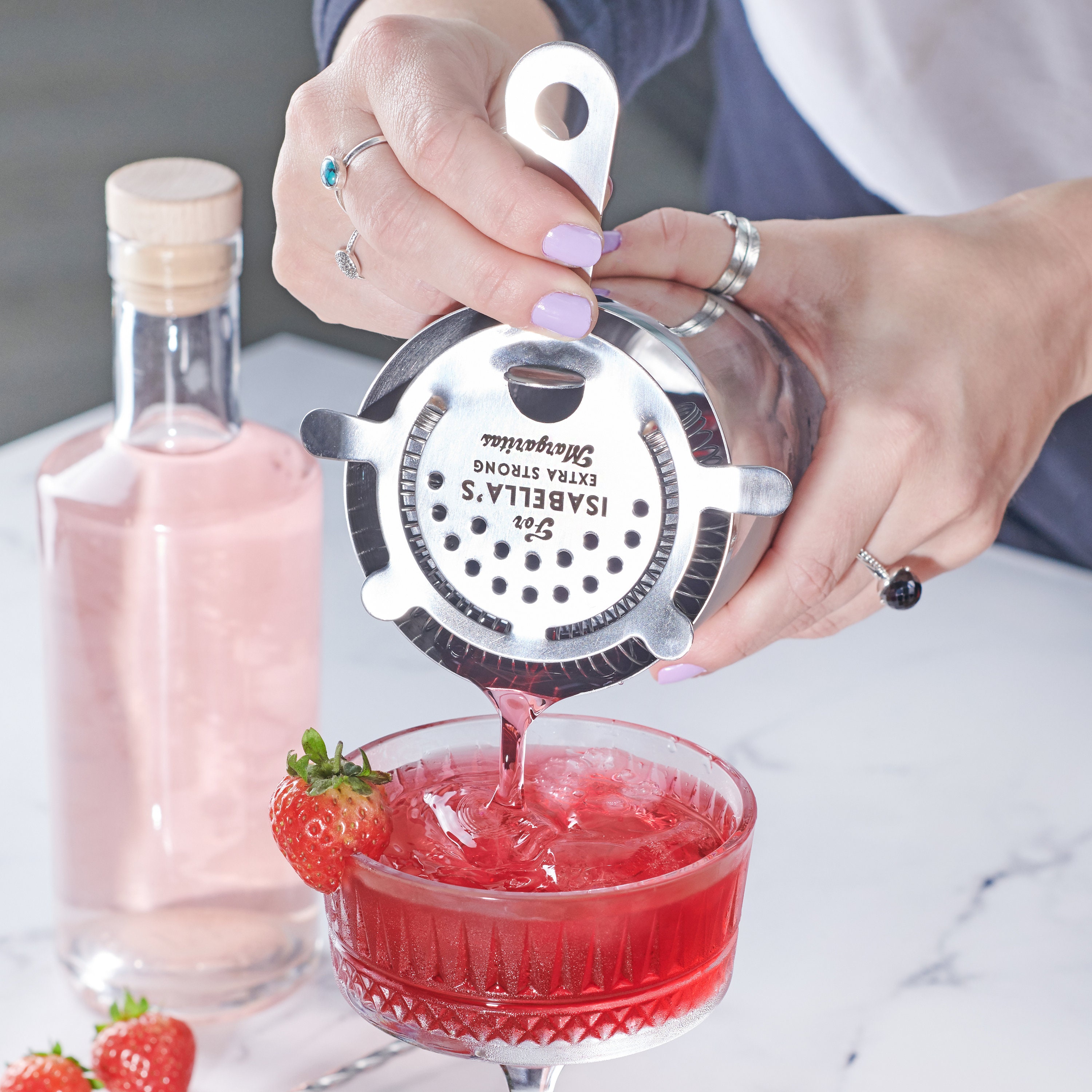 Personalised Metal Cocktail Strainer, Custom Cocktail Strainer, Personalised Metal Bar Strainer, Engraved Mixology Tool