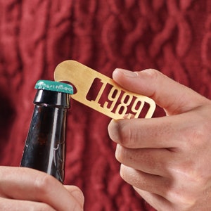 Personalised Solid Brass Year Bottle Opener