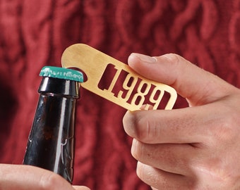 Personalised Solid Brass Year Bottle Opener