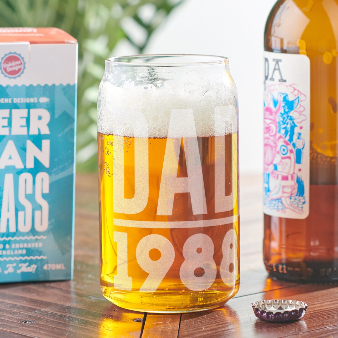 Personalised Name and Year Beer Can Glass - Etsy