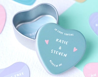 Personalised 10 Love Tokens in a Tin