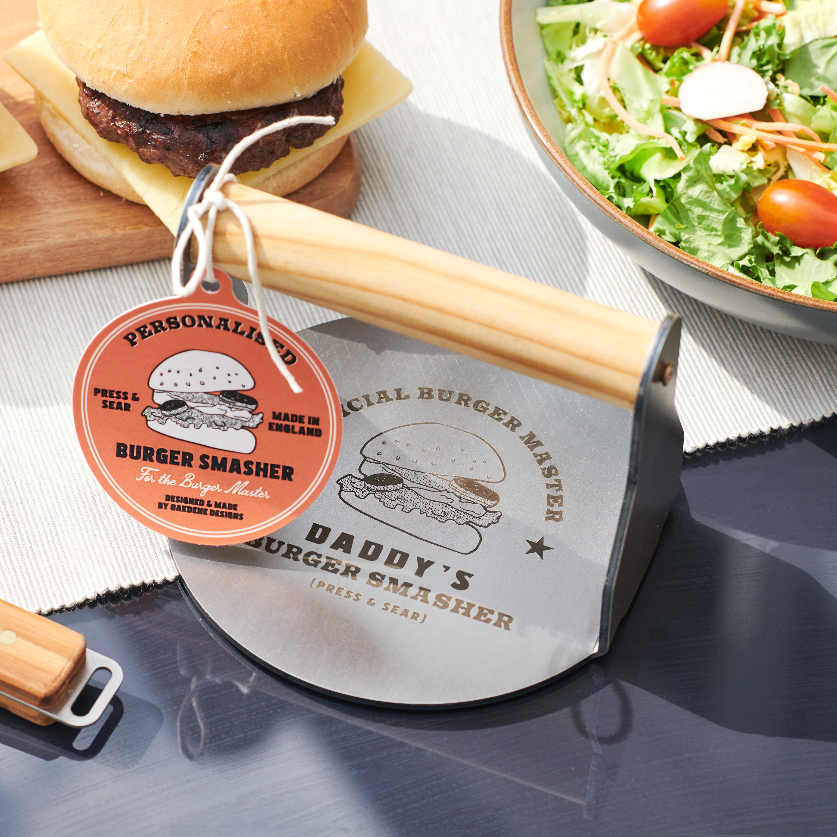 Set Smash Burger Mnam - Presse à Burger Antiadhésive En Inox Avec Spatule Et Poignée Bois