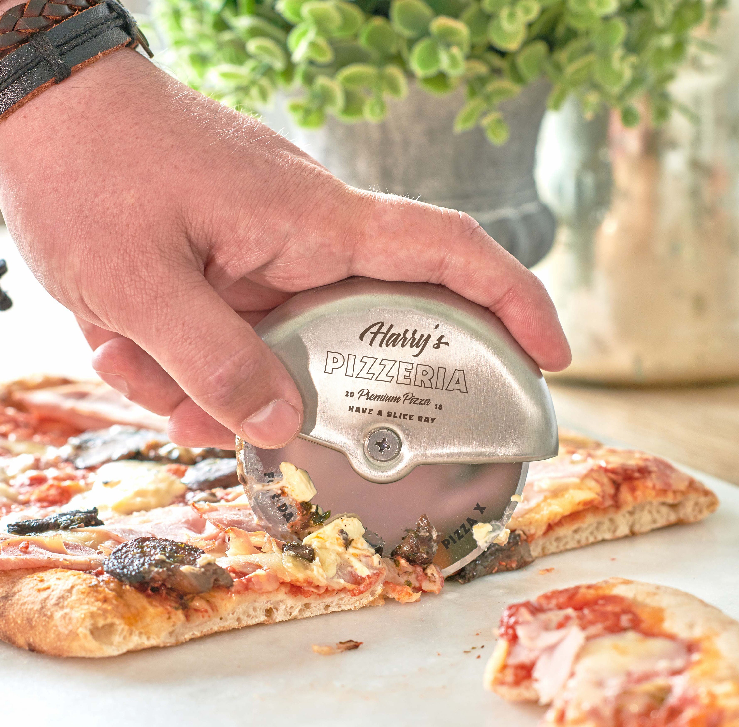 Personalised Stainless Steel Pizza Cutter 