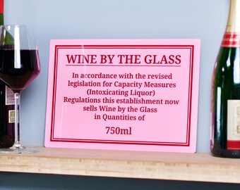 Letrero metálico divertido estilo pub con la cantidad de vino