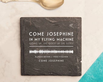 Personalised Song Wave And Lyric Slate Coaster