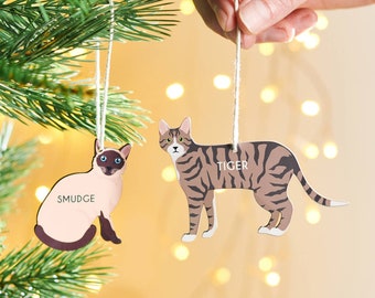 Decoración colgante navideña de gato personalizada