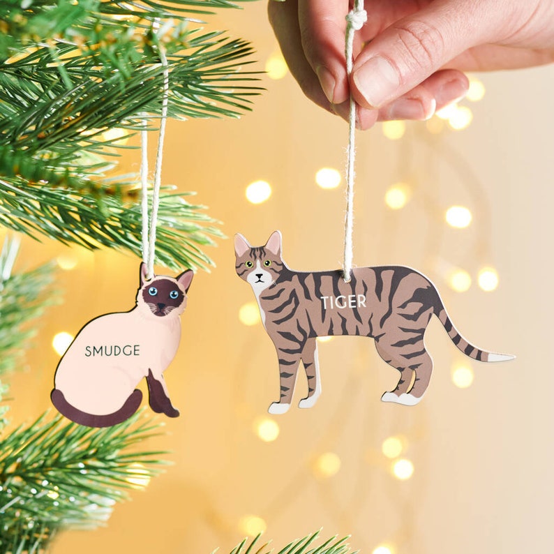 Personalised Cat Christmas Hanging Decoration image 1