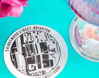 Personalised Stainless Steel Map Location Coaster