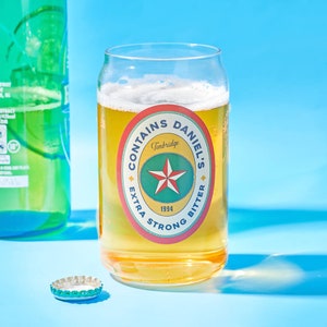 Personalised Vintage Label Beer Can Glass