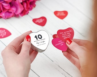 Personalised 10 Reasons I Love You Heart Tin