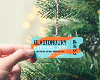 Personalised Festival Ticket Christmas Tree Decoration