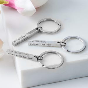 11th Anniversary Steel Keyring – Personalised Bar Keychain – You&#39;re Steel The One Gift – Custom Couples Gift – Steel Wedding Gift