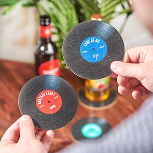 Personalisierte Schallplatten-Biermatten-Untersetzer
