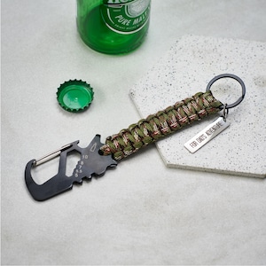Personalised Carabiner Multi-Tool – Engraved Survival Tool, Outdoor Gift for Hikers, Camping Gear, Adventure Gift, Father&#39;s Day Tool