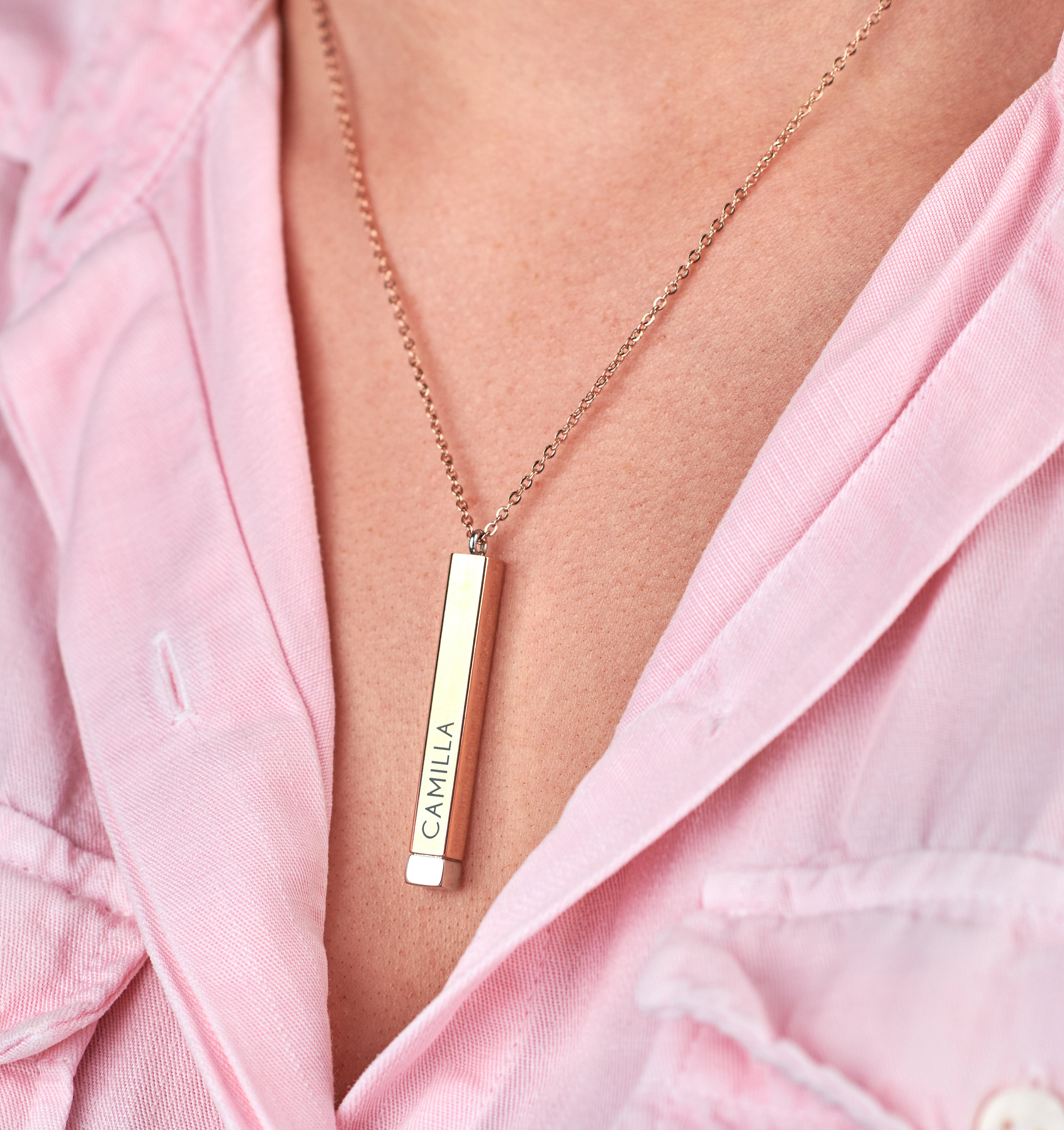 Engravable Your Own Handwriting and Name Tag Charm Vertical Bar Pendant in  Sterling Silver (1 Image and Line) | Zales