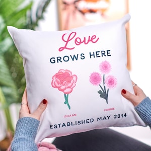Personalised Couples Birth Flower Cushion
