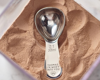 Personalised 'Whey Into You' Couples Metal Protein Scoop