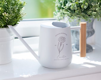 Personalised Birth Flower Home Indoor Watering Can - Custom Plant Lover Gift, Birthday Present