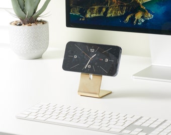 Solid Brass iPhone Stand, Docking Station, MagSafe Stand, StandBy Mode, Phone Holder, Charging Dock, Cell Phone Stand, Desk Stand