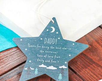 Personalised Father's Day Wooden Star Keepsake