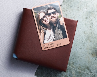 Personalised Solid Copper Wallet Photo Card, Wallet Insert, Wallet Card