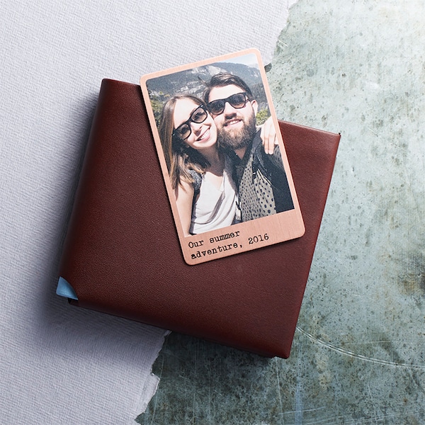 Personalised Solid Copper Wallet Photo Card, Wallet Insert, Wallet Card