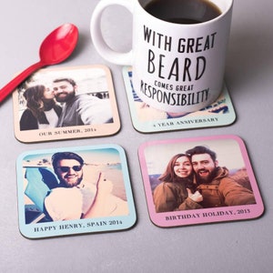 Set Of Four Personalised Photo Coasters image 1