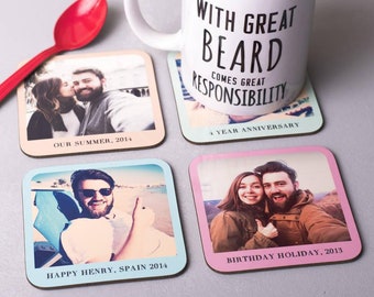 Set Of Four Personalised Photo Coasters