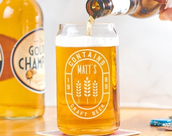 Personalised Beer Label Beer Can Glass