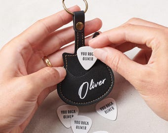 Personalised Guitar Pick Holder Keyring