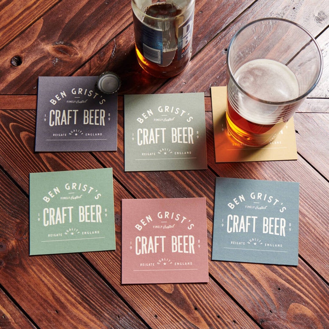 Personalised Set of Six Beer Mats Etsy