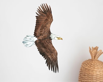 Bald Eagle Wall Decal for Nursery or Kids Room – Fabric Eagle Wall Sticker for Bedroom Decor – Wildlife Bird Nursery Wall Art