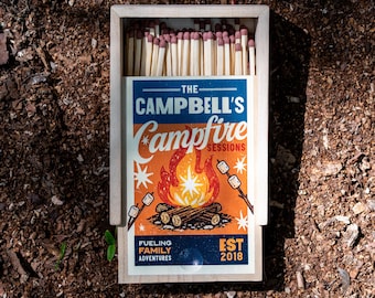 Personalised Wooden Family Camping Matchbox