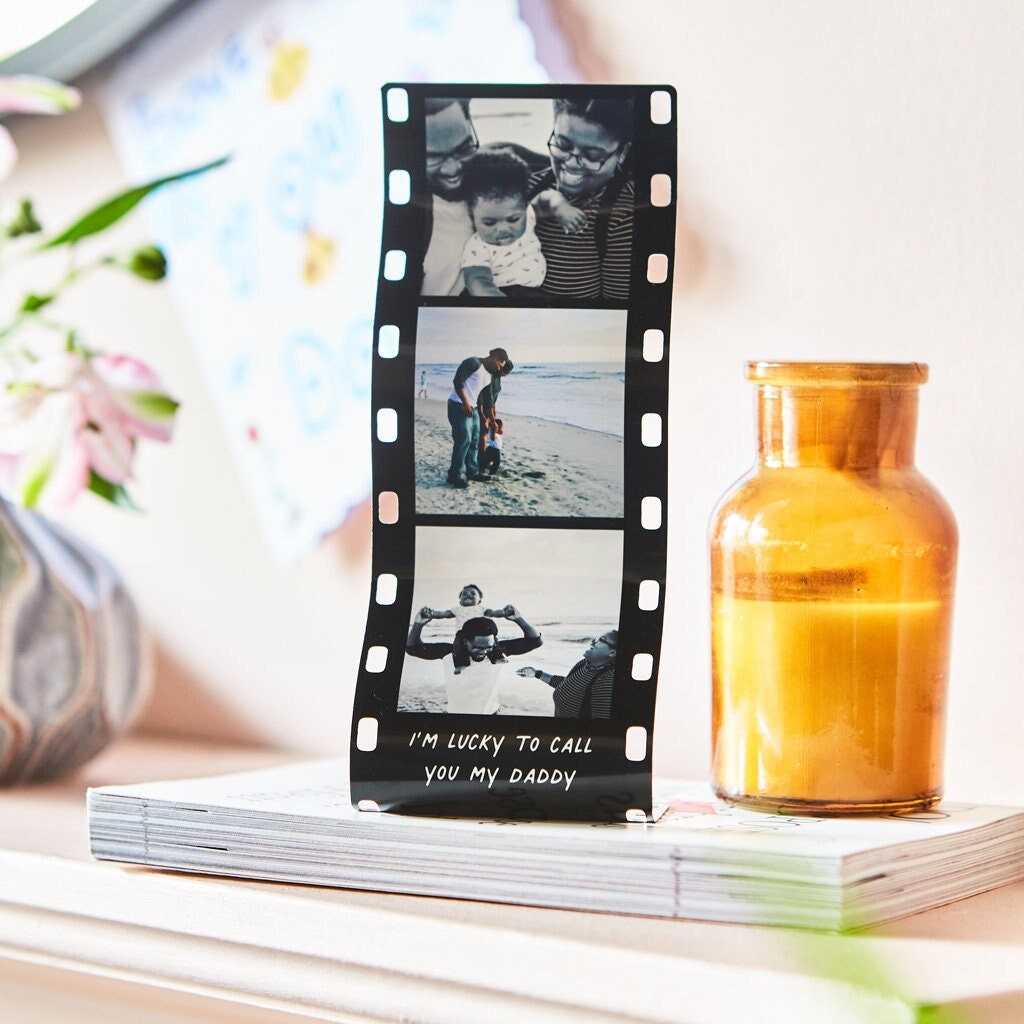 Personalised Mini Metal Photo Reel Print | Three Photos Printed on Metal Film Reel Frame