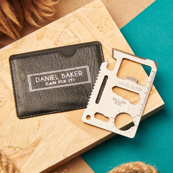 Personalised Engraved Stainless Wallet Card Multi Tool