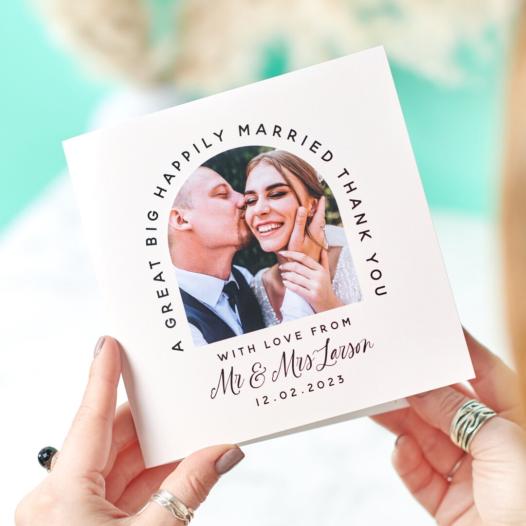 Personalised Set of Wedding Thank You Photo Cards, Custom Thank You ...